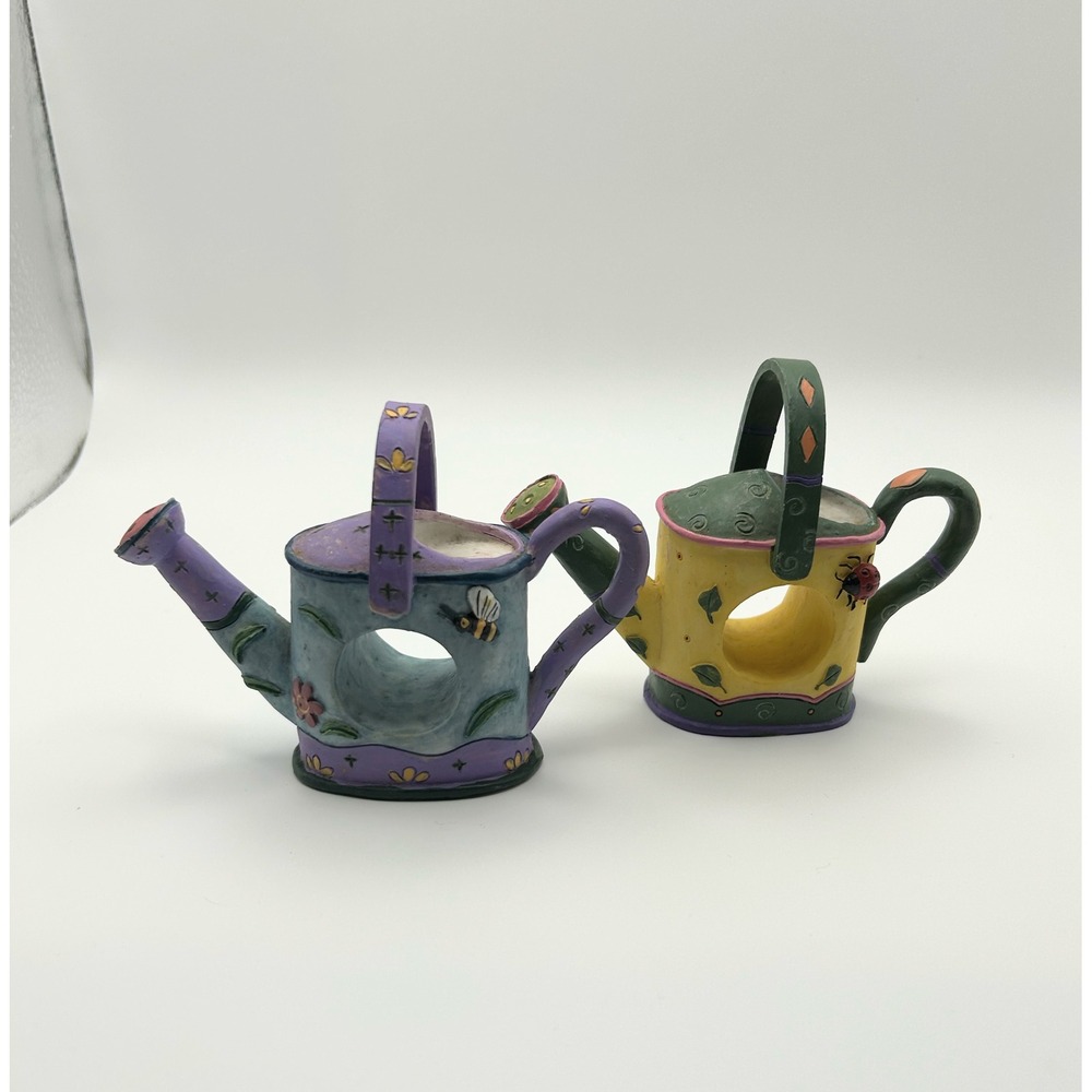 Milson & Louis Hand Painted Watering Can Napkin Holders 2 Cottagecore Decor
